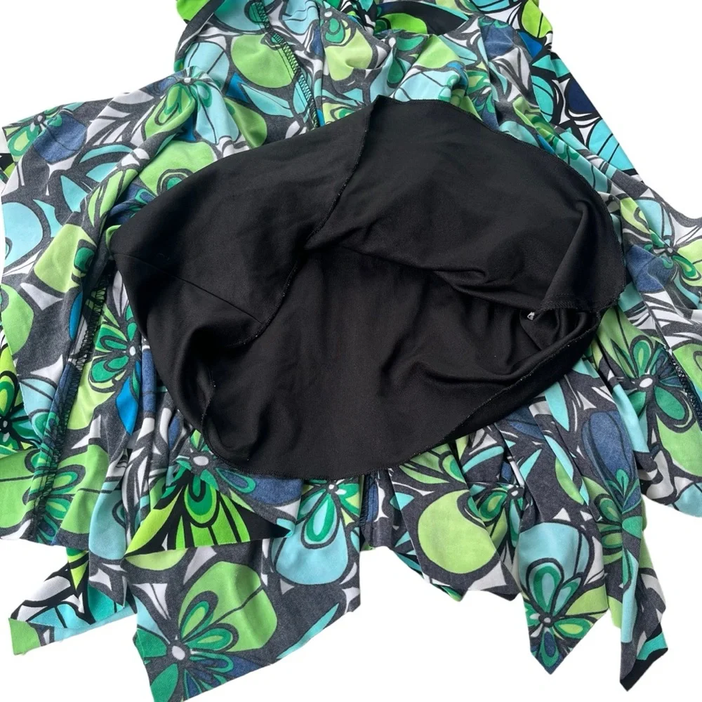 iz BYER California Girl’s Size 8 Turquoise Lime Green, Floral Handkerchief Dress